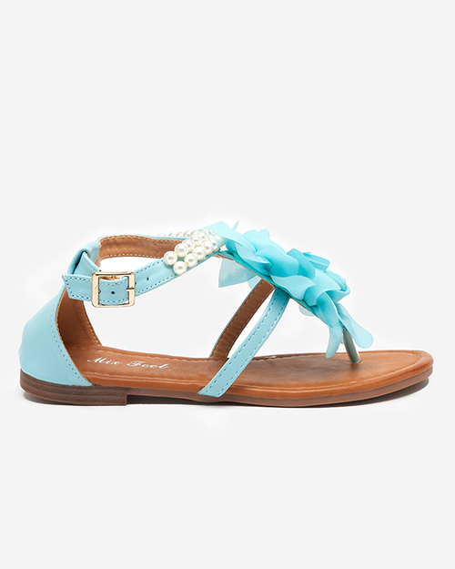 Блакитні жіночі босоніжки з квіткою Amerile