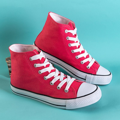 Високі неонові жіночі кеди в рожевому кольорі Skarllet