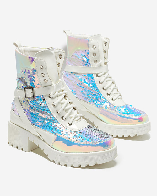 Білі жіночі черевики з блискітками Impresa