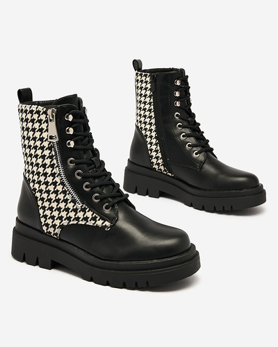 Чоботи Royalfashion Чорні жіночі зі вставкою з пепіта Zatafel