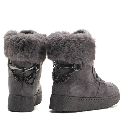 Szare botki z futerkiem - Obuwie