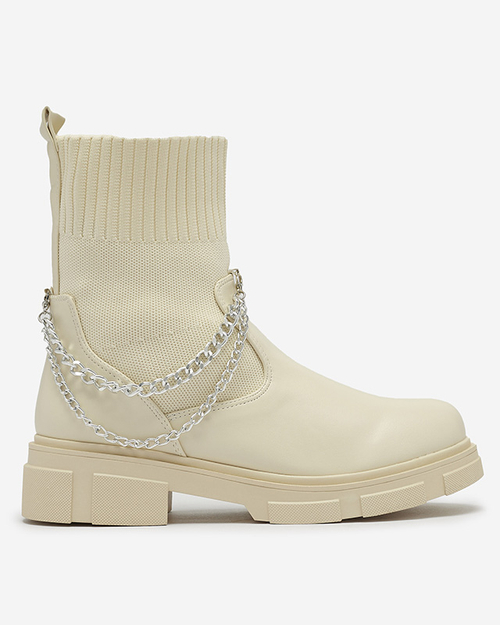 Бежеві жіночі черевики з верхом а'ля носок Foldaf- Footwear