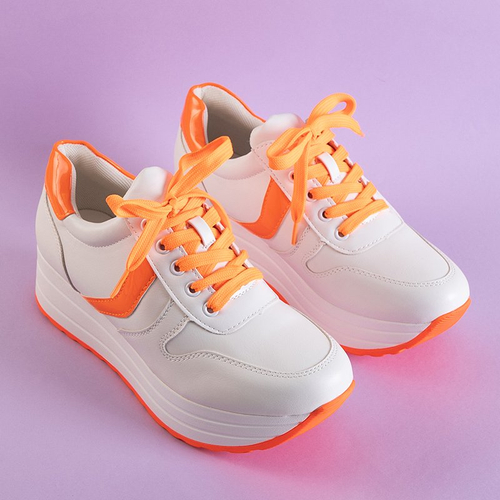 Біло-помаранчеві кросівки на платформі Dahna