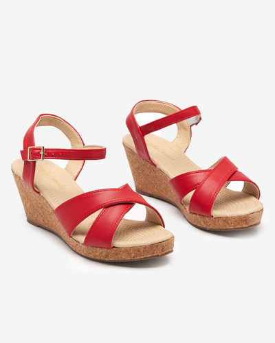Dámské červené sandály na klínku Helia - Boty