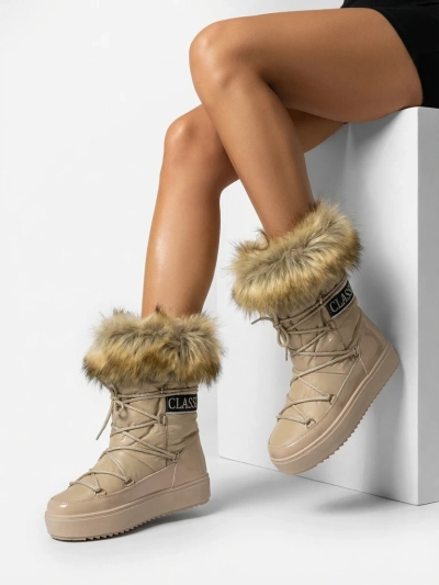Royalfashion Světle hnědé nazouvací boty a'la snow boots for women Gomllo