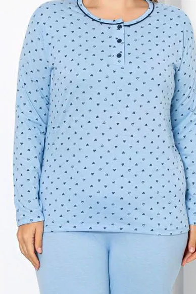 Royalfashion Жіночий бавовняний комплект з 2 предметів з принтом серця, великих розмірів Піжама