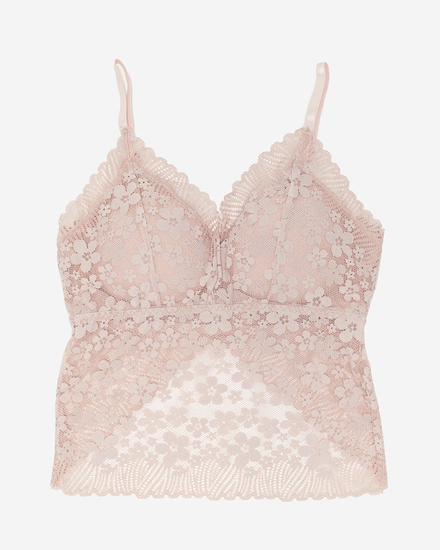 Dámská růžová pudrová krajková podprsenka bralette - Spodní prádlo