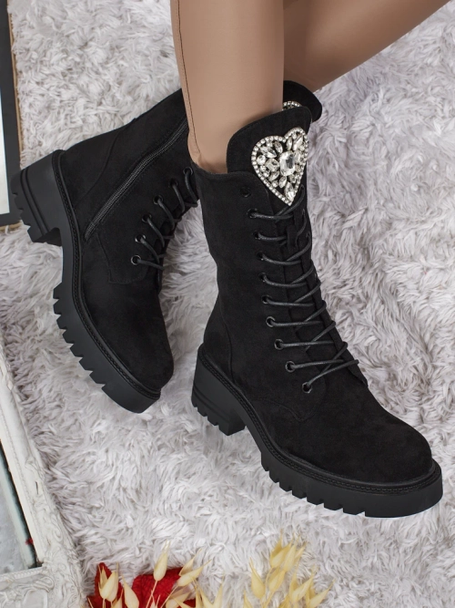 Еко замшеві шнуровані жіночі ботільйони Emelune