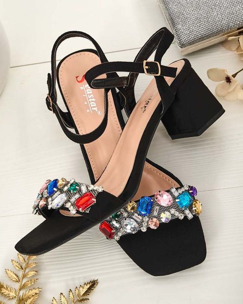 Босоніжки жіночі Royalfashion на стійці з кристалами Osdar