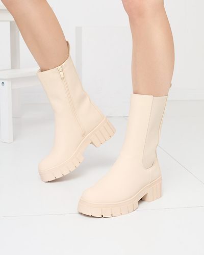 Dámské krémové vysoké zateplené kozačky Otika - Obuv