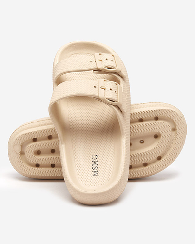 Бежеві жіночі тапочки з пряжками Eckos - Взуття