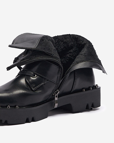Чоботи жіночі чорні утеплені з орнаментом Erita - Взуття