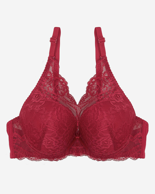 Бордовий жіночий бюстгальтер пуш-ап з мереживом
