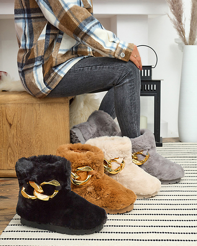 Černé dámské sněhule s kožíškem Sattopa- Obuv