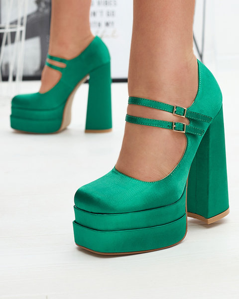 Zelené dámské lodičky na vysokém podpatku Elika - Obuv