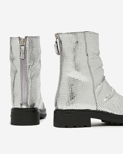 OUTLET Сріблясті жіночі черевики з тисненням Ahhy- Footwear