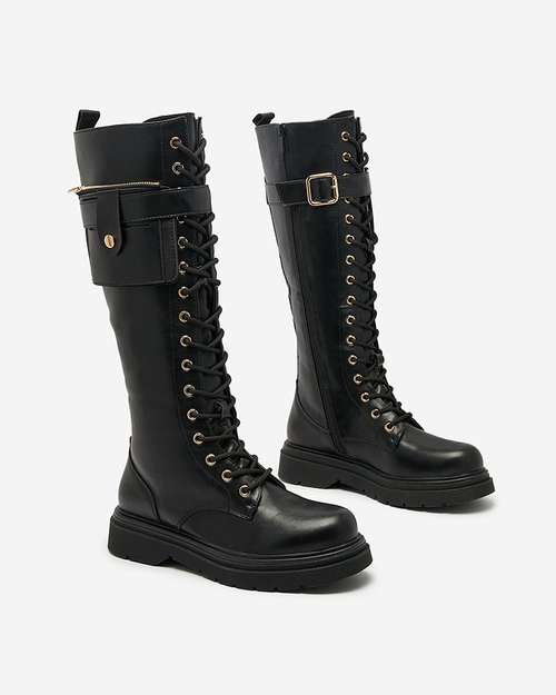 Royalfashion Чорні жіночі високі чоботи Vetera