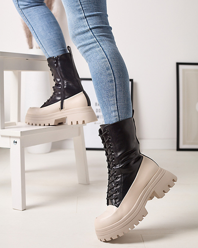 OUTLET Černo-béžové dámské vysoké boty Susker- Obuv