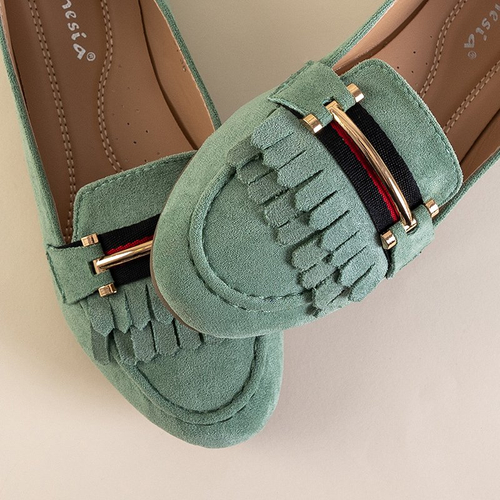 Зелені жіночі лофери з бахромою Morisa