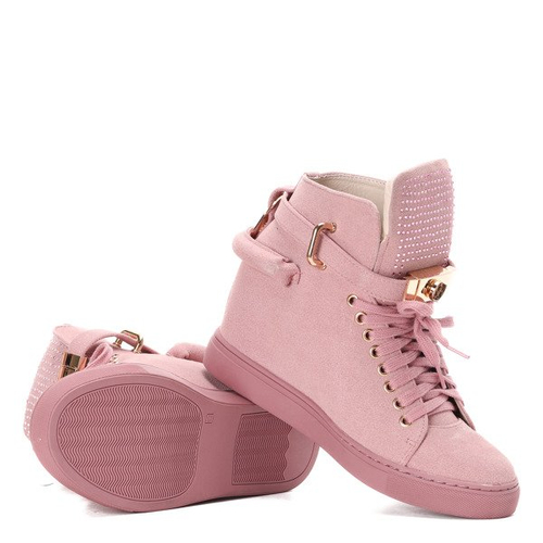 Różowe sneakersy z eko zamszu LU BOO - Obuwie