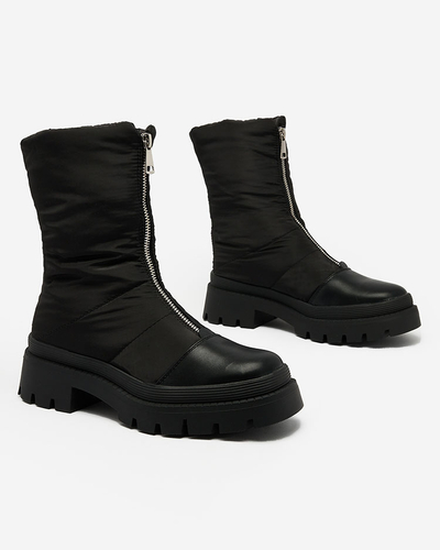 Royalfashion Dámské kozačky na plochém podpatku v černé barvě Tainve