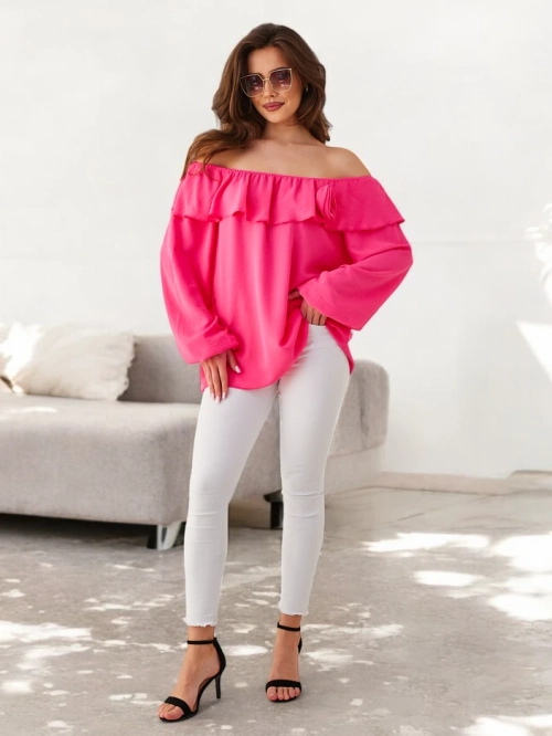 Royalfashion жіноча блузка в іспанському стилі з рюшею та квіткою