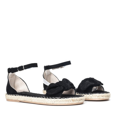 Czarne sandały z kokardką Ria - Obuwie