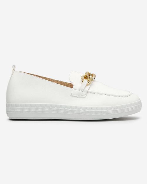 Жіночі білі мокасини з золотим декором Ellica- Footwear
