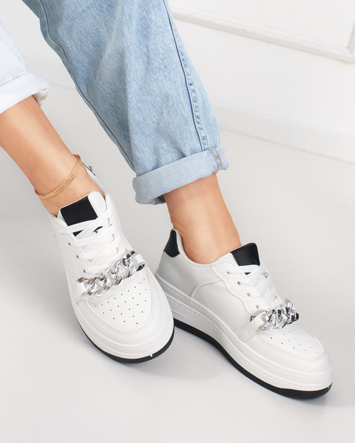 Чорні-білі жіночі кеди з ланцюжком Nevito