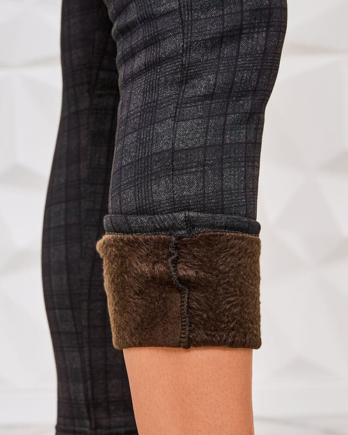 Royalfashion Жіночі утеплені штани тегінг в клітинку