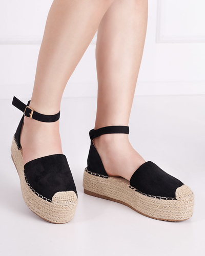 OUTLET Černé dámské sandály a'la espadrilky na platformě Olikar - Boty