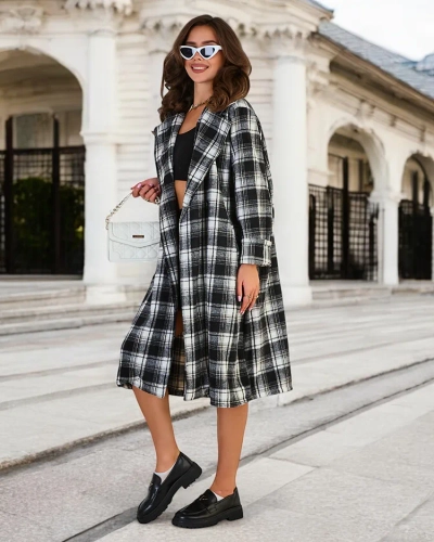 Жіноче картате пальто Royalfashion