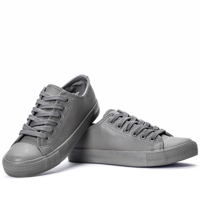 Szare trampki z eko-skóry - Obuwie