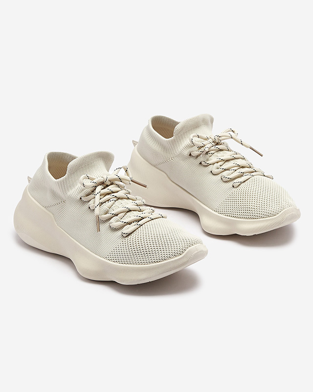 Béžová dámská slip-on sportovní obuv se šněrováním Oteva - Obuv