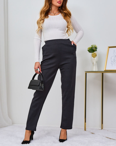 Royalfashion Vzorované černé dámské tegínové kalhoty PLUS SIZE