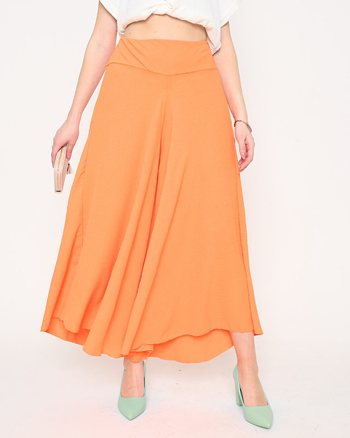 Помаранчеві жіночі штани палаццо довжиною в 7/8