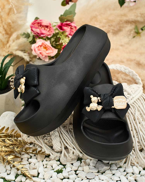 Royalfashion Жіночі гумові шльопанці з декоративним бантом Afeen