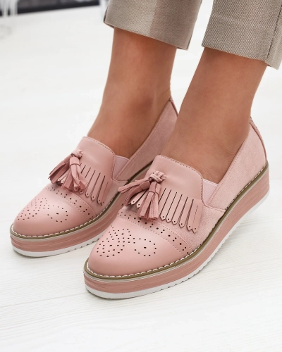 Růžové dámské polobotky na nízkém podpatku Veolita- Obuv