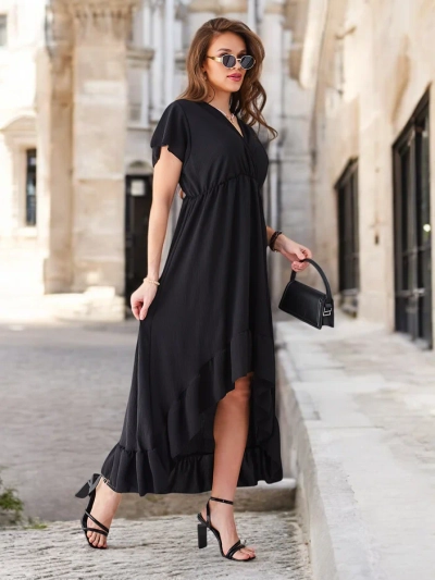 Royalfashion Dámské midi šaty s asymetrickým lemem