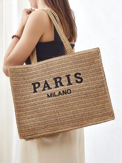 Royalfashion Велика солом'яна жіноча сумка Paris Milano