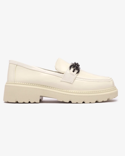 Жіночі лаковані мокасини кремового кольору Adolos- Footwear