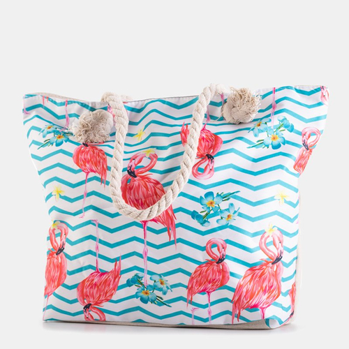 Кольорова пляжна сумка з фламінго