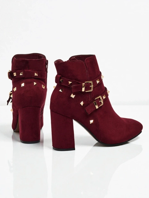 Botki Verentia zamszowe w bordowym kolorze