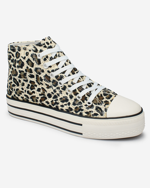 Royalfashion Бежеві жіночі леопардові кеди на платформі Fylissa