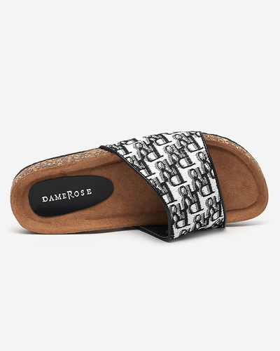 Чорні жіночі тапочки з тканинним поясом Rkieta - Взуття