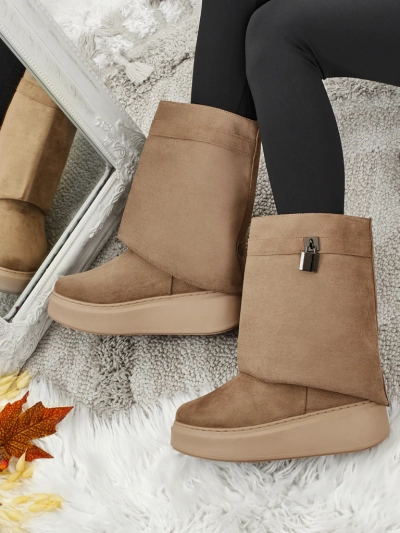 Krátké boty a'la sněhule dámské s připínacím svrškem Elizze