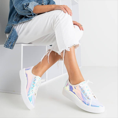 OUTLET Білі голографічні кросівки з платформою Vordena - Взуття