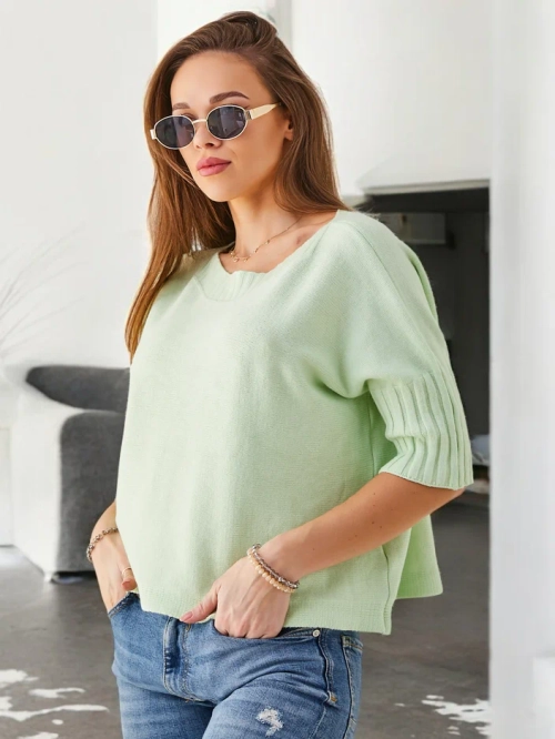 Royalfashion Жіночий в'язаний світшот з віскози з коротким рукавом