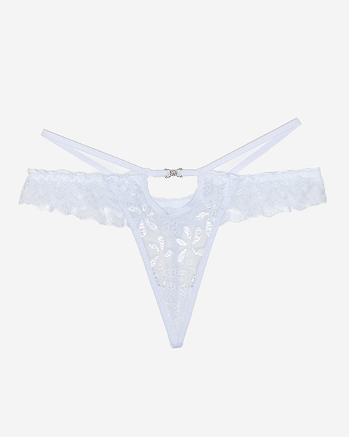Жіночі білі мереживні стрінги - Білизна