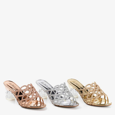 Stříbrné žabky na vyšší transparentní sloupek Popelka - Obuv 1